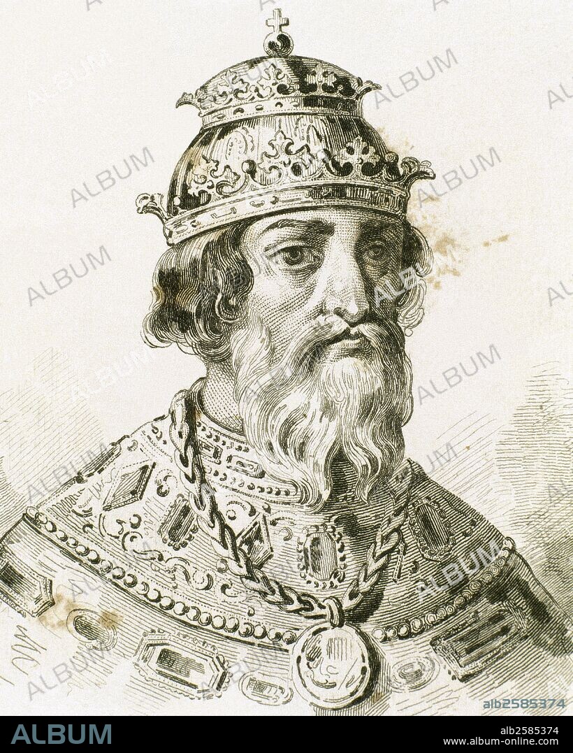 IVAN IV "el Terrible" (1530-1584). Zar de Rusia (1534-1584). Dotó a su país de una firme organización y se le considera el fundador de la Rusia moderna. En 1564 instauró un régimen de terror, eliminando a los boyardos. Grabado del siglo XIX.