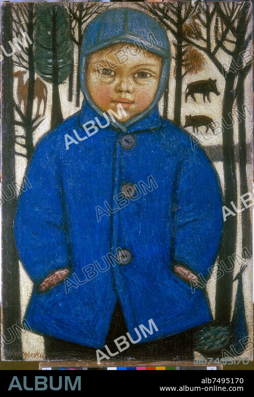 HARALD HAKENBECK. Hakenbeck, Harald geb. 1926. "Peter im Tierpark", 1960. Öl auf Leinwand, 66 × 46 cm. (Dauerleihgabe). Dresden, Staatliche Kunstsamlungen Dresden, Galerie Neue Meister.