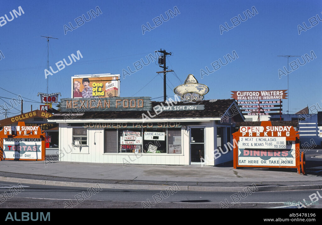 1970s America -   Sombrero Taco Shop, San Diego, California 1979.