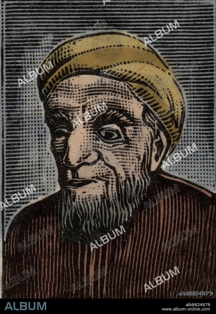 ANONYMOUS. Portrait of Al-Jahiz (Al Jahiz) (775-868) - Al-Gahiz - (Abu Uthman Amr ibn Bahr al-Kinani al-Basri) - engraving after a postage stamp.