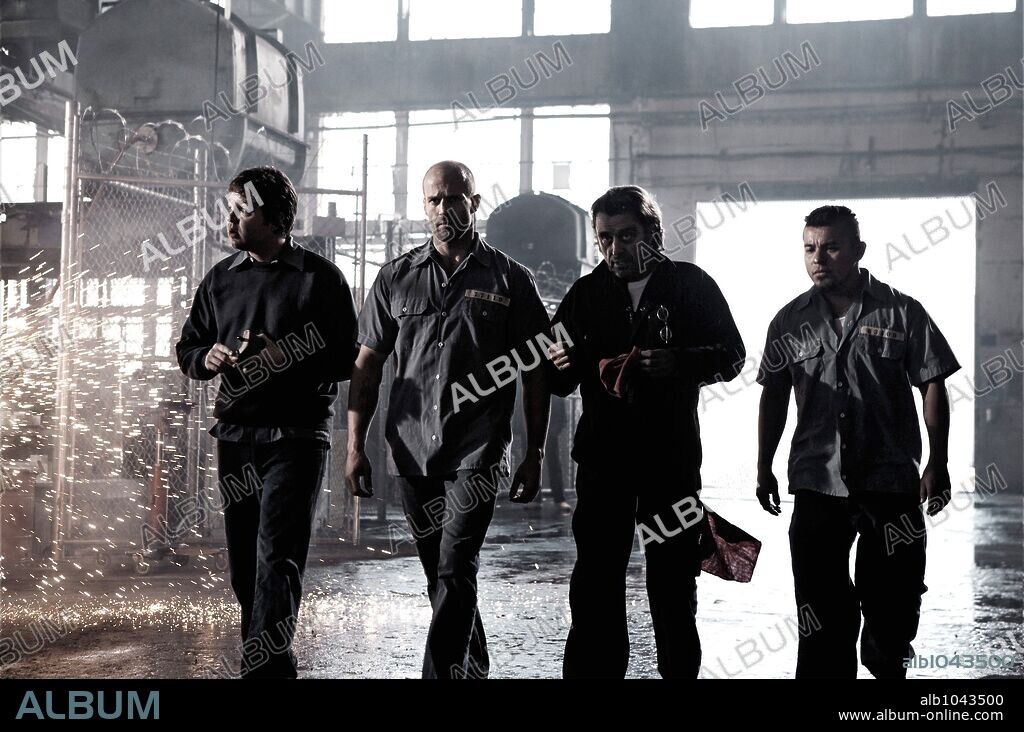 FRED KOEHLER, IAN McSHANE, JACOB VARGAS y JASON STATHAM en DEATH RACE: LA CARRERA DE LA MUERTE, 2008 (DEATH RACE), dirigida por PAUL W. S. ANDERSON. Copyright IMPACT PICTURES / SEIDA, TAKASHI.