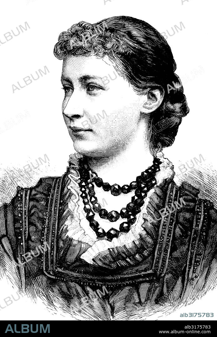 Princess louise sophie of schleswig-holstein-sonderburg-augustenburg 1866-1952, sister of the last german empress, historical illustration, circa 1886.