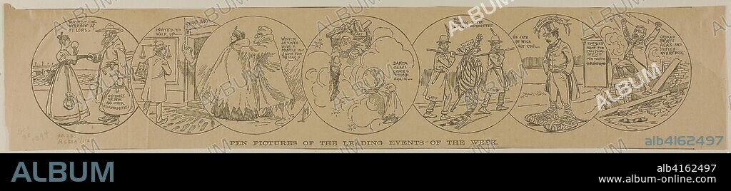 Pen Pictures of The Leading Events of the Week, from Chicago Tribune. H. R. H.; American, 19th century. Date: 1894. Dimensions: 90 x 417 mm. Lithograph on newsprint. Origin: United States.