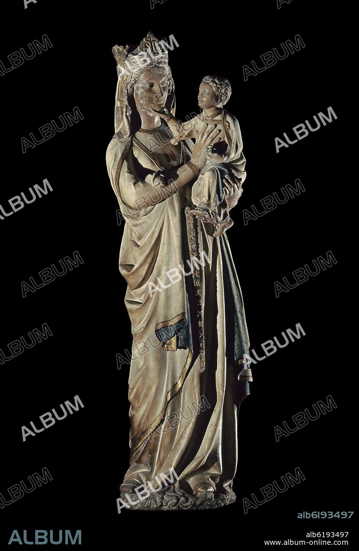 VIRGEN BLANCA- S XIV-ESCULTURA GOTICA-CONJUNTO ANTES DE LA RESTAURACION-Restaurada en nº 186797.