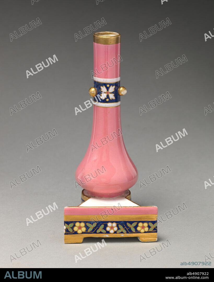 Minton(s), Place card holder (one of a pair), British, Stoke-on-Trent, Staffordshire, Minton(s) (British, Stoke-on-Trent, 1793present), ca. or after 1872, British, Stoke-on-Trent, Staffordshire, Bone china with enamel decoration and gilding, confirmed: 5 3/8 × 2 7/16 × 2 7/8 in. (13.7 × 6.2 × 7.3 cm), Ceramics-Porcelain.