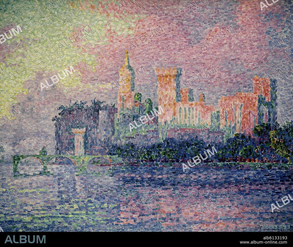 PAUL SIGNAC. EL CASTILLO DE LOS PAPAS  AVIGNON 1900 - O/L.