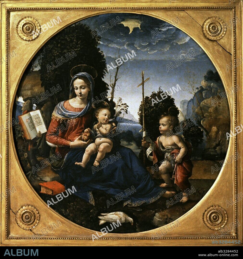 Raffaelino del Garbo (1466-1524). Italian painter. Virgin with Child and Saint John infant. Ca.1500. Bourbon Collection. National Museum of Capodimonte. Naples, Italy.