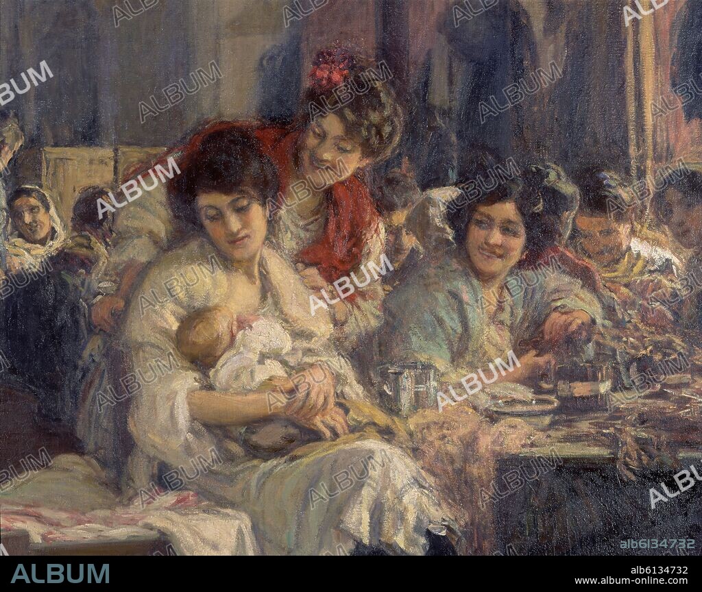 GONZALO BILBAO (1860-1938). 'Las Cigarreras' (detalle), 1915, Óleo sobre lienzo, (conjunto 15659).