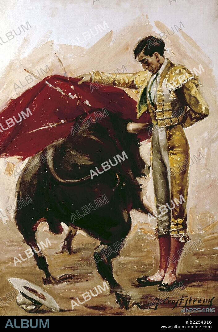 MANOLETE MANUEL. MANOLETE. MANUEL RODRIGUEZ SANCHEZ. MATADOR DE TOROS ESPAÑOL. CORDOBA 1917-1947. " MANOLETINA " , OLEO DE J. CROS ESTREMS.