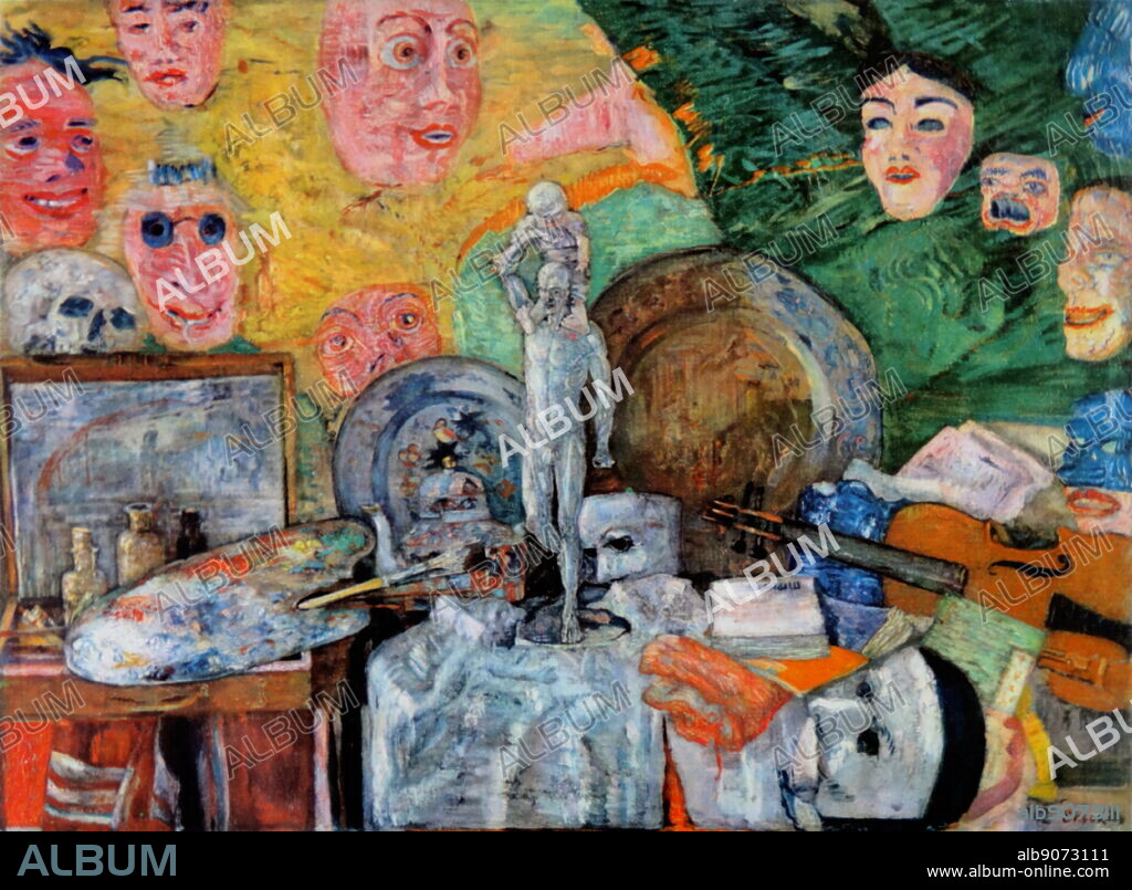 James Ensor 'Still Life in the Studio', 1889. James Sidney Ensor ( 1860 1949); Belgian painter and printmaker, Expressionist and Surrealist, associated with the artistic group Les XX.
