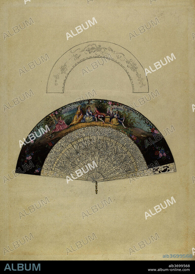 JESSIE M. BENGE. Fan. Dated: c. 1936. Dimensions: overall: 29.9 x 22.9 cm (11 3/4 x 9 in.). Medium: watercolor, graphite, and gouache on paperboard.