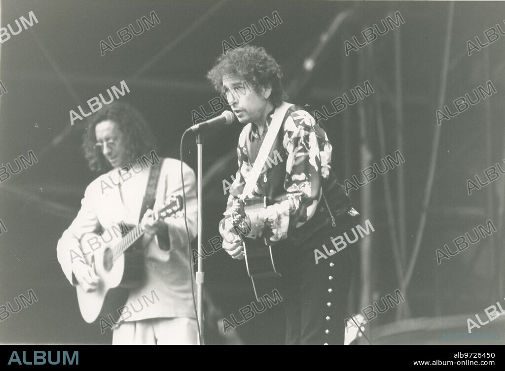 La Coruña, 9/07/1993. Concierto de los Mil Años en el Estadio de Riazor de La Coruña. En la imagen, Bob Dylan.