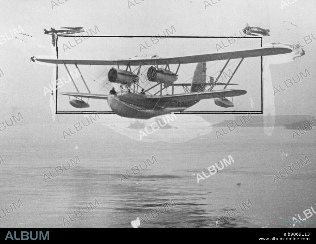 Sir Alan Cobham Tests His Machine For Africa Flight -- The giant all-metal Singapore flying boat, in which Sir Alan Cobham is to make a survey round Africa in the air, at Rochester when it was piloted by Sir Alan on a trial flight. It is intended to start from Rochester some time next week. February 6, 1928. (Photo by Central News).