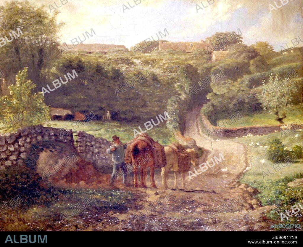 Le Hameau de Cousin a Grenville - Reims France - 1865-73. by Jean-Francois Millet (1814-75). in Musee Saint-Denis, Reims, France. ©2006 TopFoto.