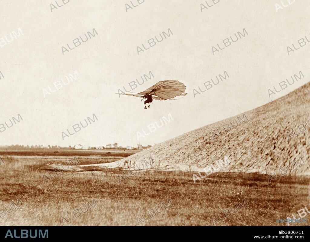 Otto Lilienthal's glider in flight, 1895. Otto Lilienthal (May 23, 1848 - August 10, 1896) was a German pioneer of aviation who became known as the flying man. He was the first person to make well-documented, repeated, successful flights with unpowered airplanes. Newspapers and magazines published photographs of Lilienthal gliding, favorably influencing public and scientific opinion about the possibility of flying machines becoming practical. During his short flying career, Lilienthal developed a dozen models of monoplanes, wing flapping aircraft and two biplanes. His gliders were carefully designed to distribute weight as evenly as possible to ensure a stable flight. Lilienthal controlled them by changing the center of gravity by shifting his body, much like modern hang gliders. On August 9, 1896, his glider stalled and he was unable to regain control. Falling from about 50 feet, he broke his neck and died the next day, at the age of 48. Lilienthal's research was well known to the Wright brothers, and they credited him as a major inspiration for their decision to pursue manned flight.