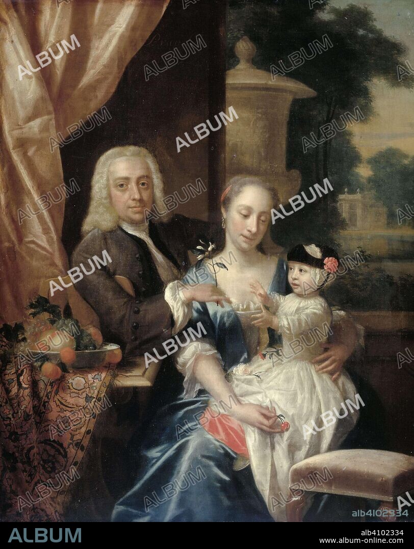PHILIP VAN DIJK. Isaac Parker, his Wife Justina Johanna Ramskrammer and their Son Willem Alexander (1740-1747). Dating: 1742. Measurements: h 51.5 cm × w 43 cm; d 6 cm.