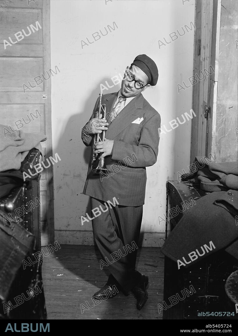 Dizzy Gillespie, Famous Door, New York, N.Y., ca. June 1946. Dizzy Gillespie, New York, N.Y., ca. May 1947. Dizzy Gillespie (1917-1993) was an American jazz trumpeter, bandleader, composer, teacher and singer. In the 1940s Gillespie, with Charlie Parker, became a major figure in the development of bebop and modern jazz. He is considered one of the greatest jazz trumpeters of all time.