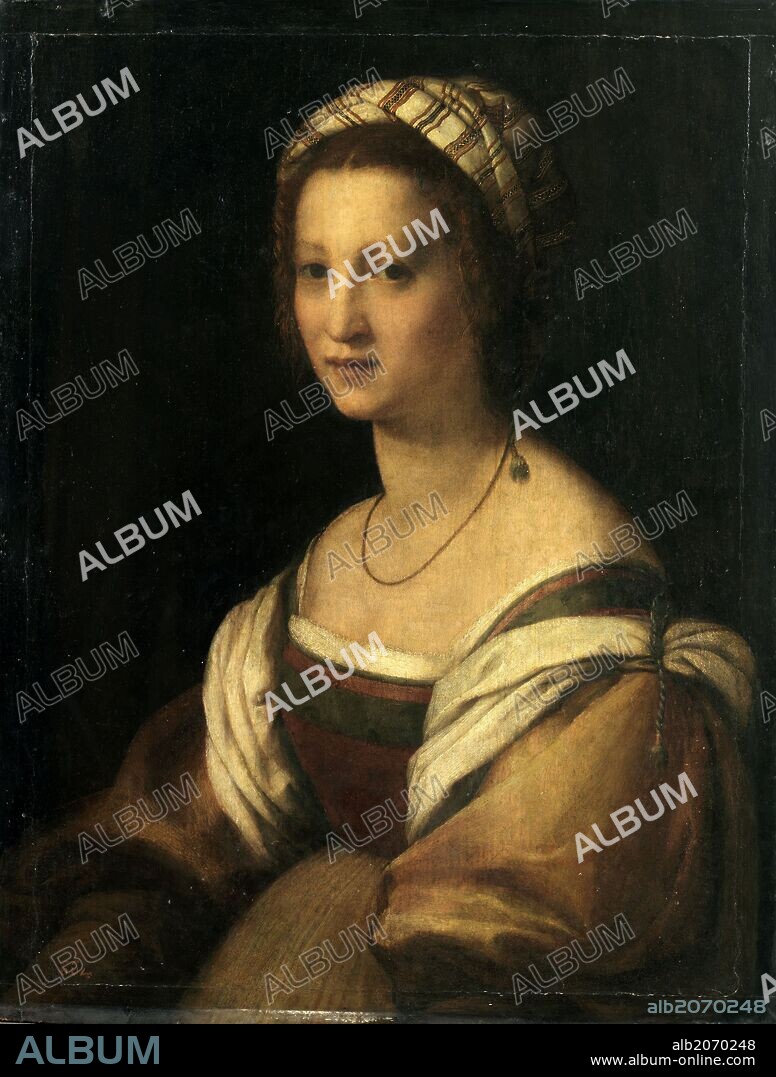 Andrea del Sarto / 'Retrato de mujer', Hacia 1514, Escuela Italiana, Óleo sobre Tabla, 73 cm x 56 cm, P00332.