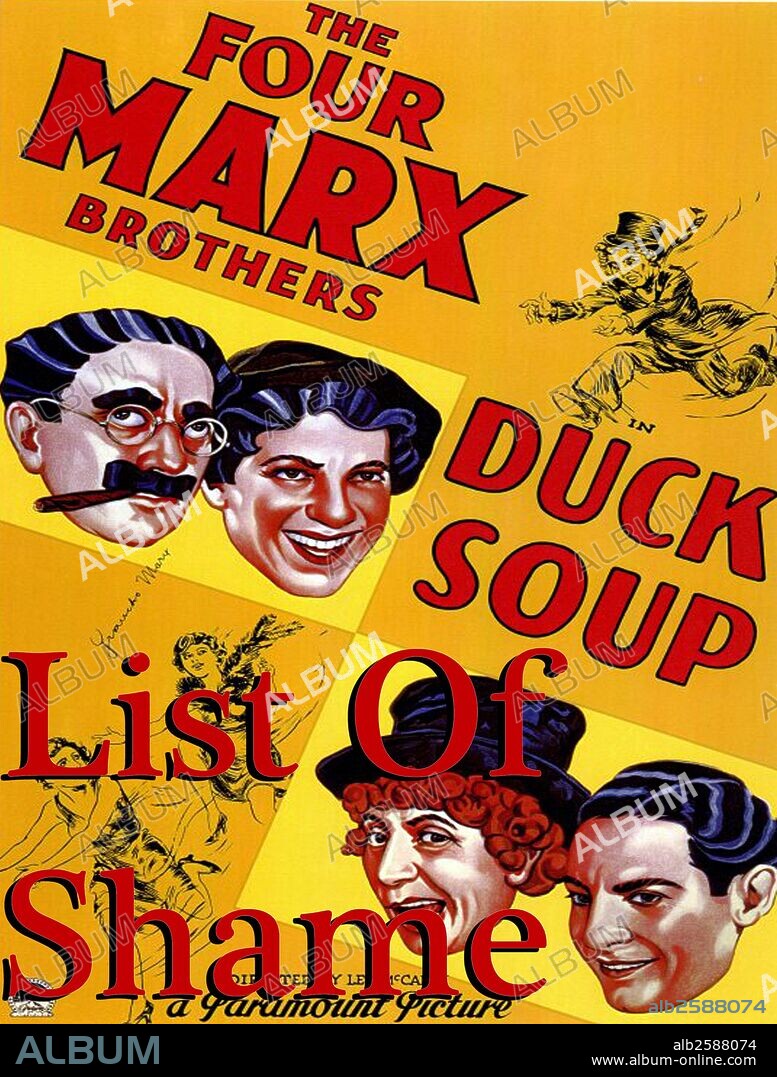 Duck Soup is a 1933 Marx Brothers anarchic comedy film written by Bert Kalmar and Harry Ruby and directed by Leo McCarey. It starred what were then billed as the "Four Marx Brothers" (Groucho, Harpo, Chico, and Zeppo) and also featured Margaret Dumont and Edgar Kennedy. It was the last Marx Brothers film to feature Zeppo, and the last of five Marx Brothers movies released by Paramount .