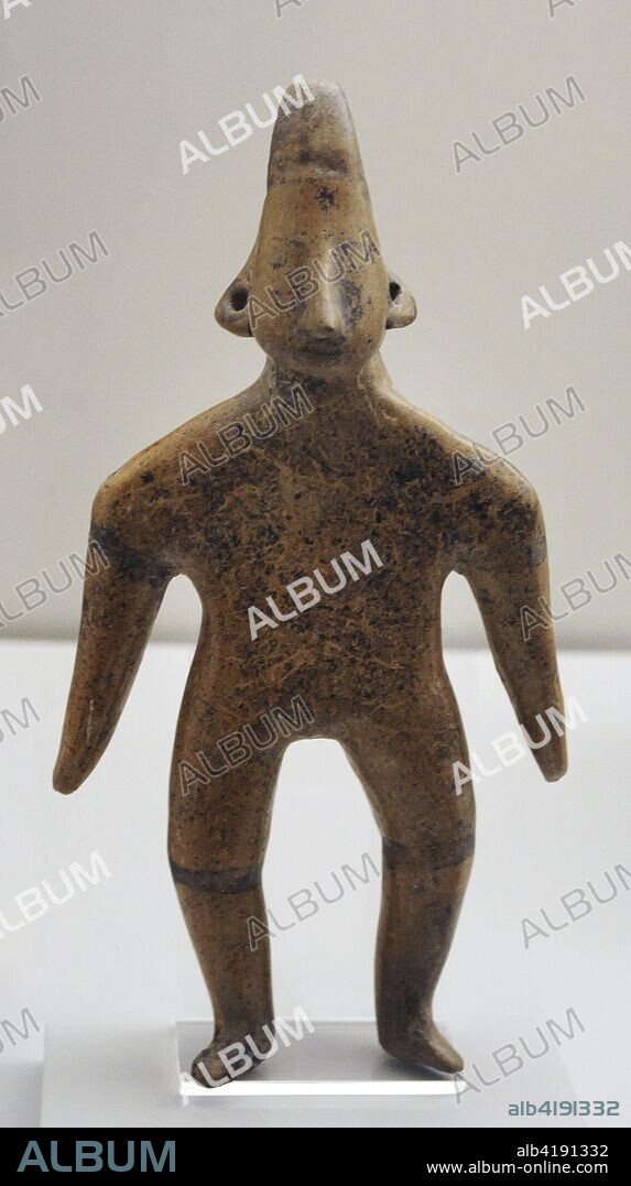 Figura humana. Cerámica. Estilo Colima, Período Preclásico Tardío (400 a. C. -100 d. C). Occidente de México. Museo de América. Madrid. España.