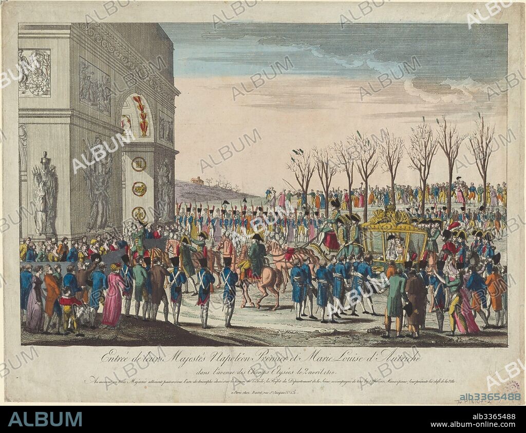ANONYME. The wedding procession of Napoleon and Marie-Louise  along the Champs Elysées on 2nd April 1810.