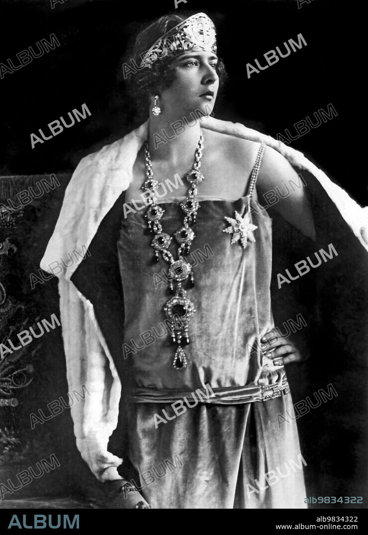 Bucharest, Romania c, 1927 A portrait of Queen Marie of Yugoslavia who is has become ill with measles while visiting her mother here, Queen Marie of Romania.
