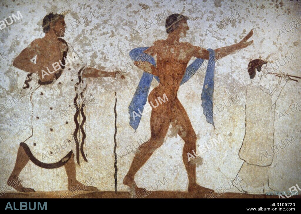 Tomb of the Diver. 470 BC. Fresco. Paestum National Archaeological Museum. Italy.