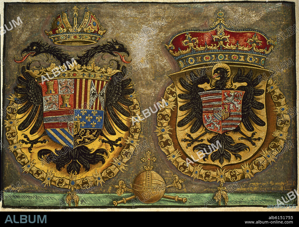 PEDRO APIANO (1495-1552). ESCUDOS IMPERIALES DE CARLOS V.