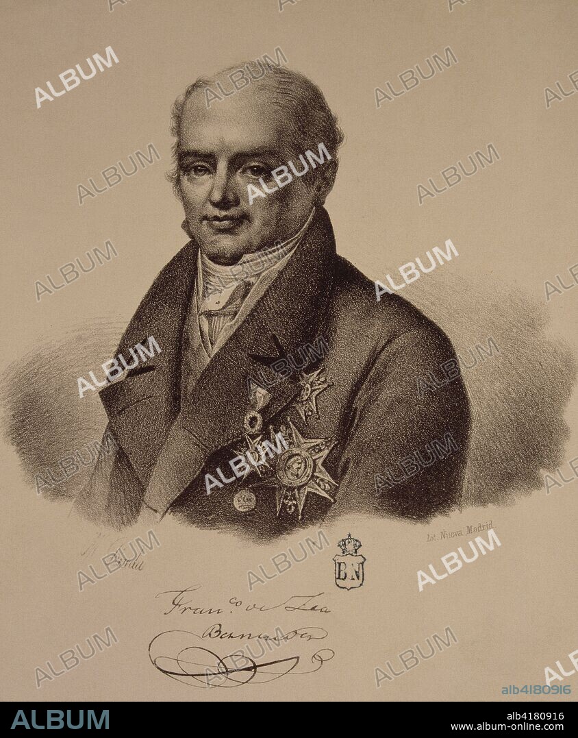 CEA BERMUDEZ , FRANCISCO POLITICO ESPAÑOL . MALAGA 1772 - 1850 GRABADO RETRATO BIBLIOTECA NACIONAL . MADRID.