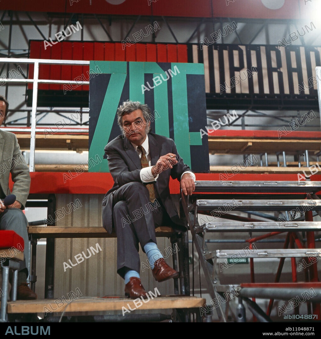 German radio and TV director Truck Branss, here working on the chart show "ZDF-Hitparade", Germany early 1970s.