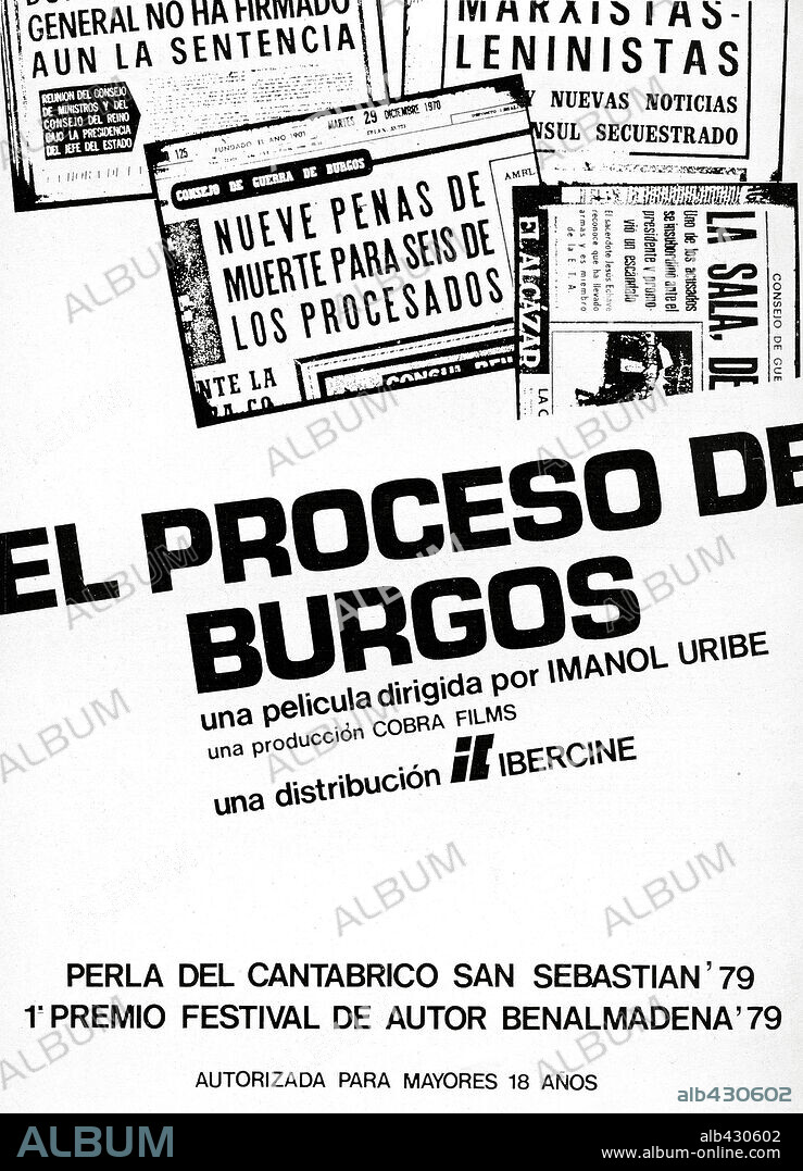 Poster de EL PROCESO DE BURGOS, 1979, dirigida por IMANOL URIBE. Copyright COBRA FILMS, S.A./IRRINTZI ZINEMA, S.L.