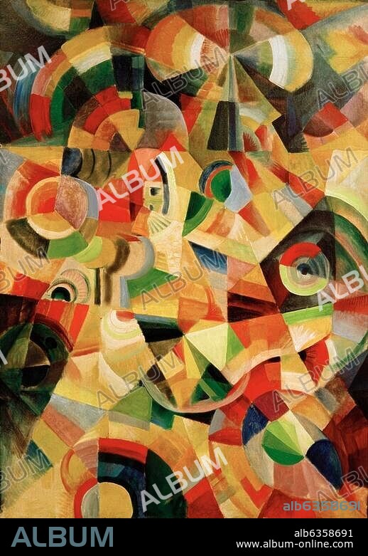 JOHANNES ITTEN. Itten, Johannes 1888-1967. "Fête campagnarde", 1917-1918. Huile sur toile, 139 × 101 cm. Prêt de coll. privée. Fondation du patrimoine culturelle de la Sarre. Saarbrücken, Saarland-Museum.