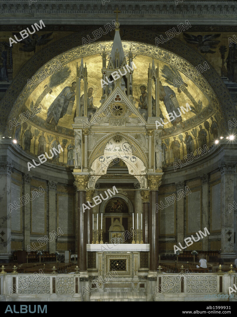 Ciborio & Apse  Arnolfo di Cambio (ca. 1245-1310 Italian)  Basilica di San Paolo Fuori le Mura, Rome, Italy.