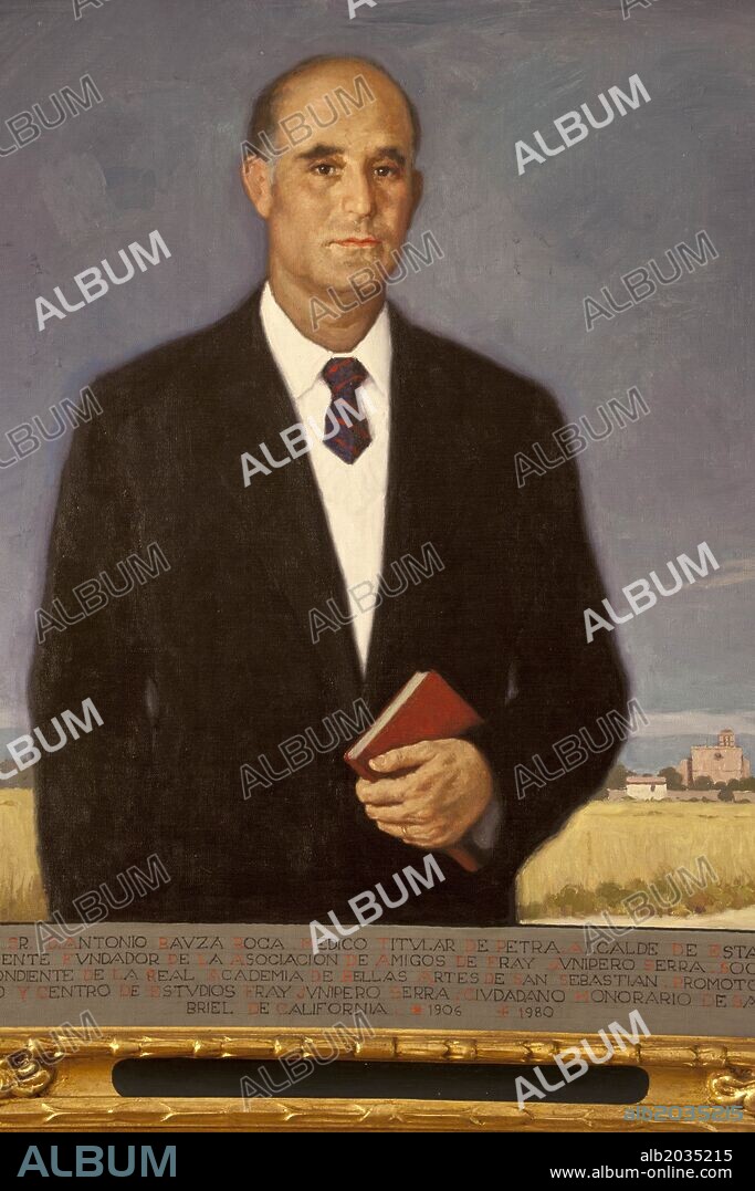 Antonio Bauza Roca. Presidente fundador de la asociacion de amigos de de Fray Junípero Serra. Oleo sobre tela.Museo de Fray Junípero Serra.Petra.Mallorca.Islas Baleares. Spain.