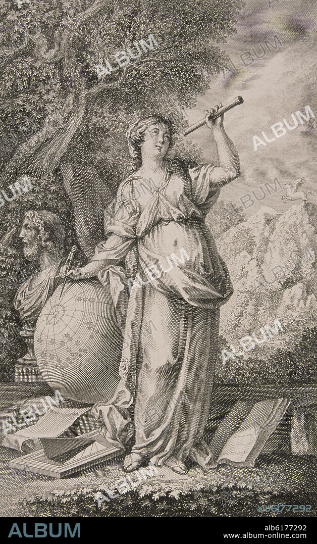 LUIS PARET Y ALCAZAR (1746-1799). URANIA MUSA DE LA ASTRONOMIA - GRABADO REALIZADO POR MORENO TEXADA - S XIX.