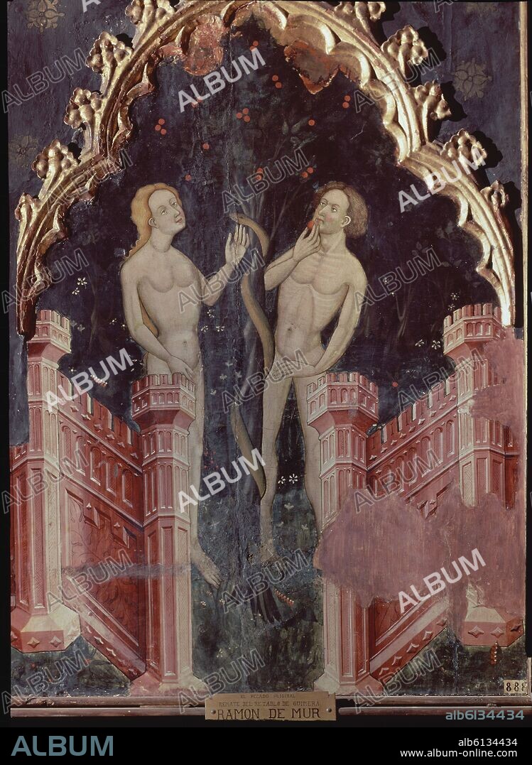 RAMON DE MUR (1380-1435). DETALLE DEL RETABLO DE GUIMERA - ADAN Y EVA - SIGLO XV.