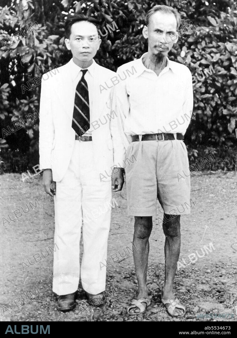 H? Chí Minh, born Nguy?n Sinh Cung and also known as Nguy?n Ái Qu?c (19 May 1890 – 3 September 1969) was a Vietnamese Communist revolutionary leader who was prime minister (1946–1955) and president (1945–1969) of the Democratic Republic of Vietnam (North Vietnam). He formed the Democratic Republic of Vietnam and led the Viet Cong during the Vietnam War until his death. H? led the Viet Minh independence movement from 1941 onward, establishing the communist-governed Democratic Republic of Vietnam in 1945 and defeating the French Union in 1954 at Dien Bien Phu. He lost political power inside North Vietnam in the late 1950s, but remained as the highly visible figurehead president until his death. Vo Nguyen Giap (Vietnamese: Võ Nguyên Giáp) born 25 August, 1911, died 4 October 2013, was a Vietnamese officer in the Vietnam People's Army and a politician. He was a principal commander in two wars: the First Indochina War (1946–1954) and the Second Indochina War (1960–1975). He participated in the following historically significant battles: L?ng Son (1950); Hòa Bình (1951–1952); Ði?n Biên Ph? (1954); the T?t Offensive (1968); the Nguyên Hu? Offensive (known in the West as the Easter Offensive) (1972); and the final H? Chí Minh Campaign (1975). He was also a journalist, an interior minister in President H? Chí Minh’s Vi?t Minh government, the military commander of the Vi?t Minh, the commander of the People's Army of Vietnam (PAVN), and defense minister. He also served as Politburo member of the Vietnamese Communist Party. He was the most prominent military commander together with H? Chí Minh during the war and was responsible for major operations and leadership until the war ended.