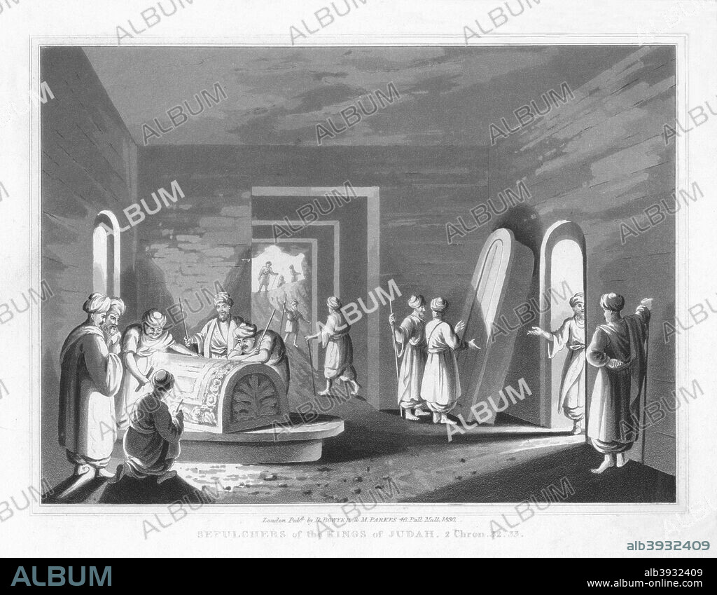 'Sepulchers of the Kings of Judah. 2 Chron, 32.33', 1830. From A Series of twenty-four Views illustrative of the Holy Scriptures: Views from Sir Robert Ainslie's celebrated collection of drawings, by Sir Robert Ainslie. [R. Bowyer & M. M. Parkes, London, 1833].