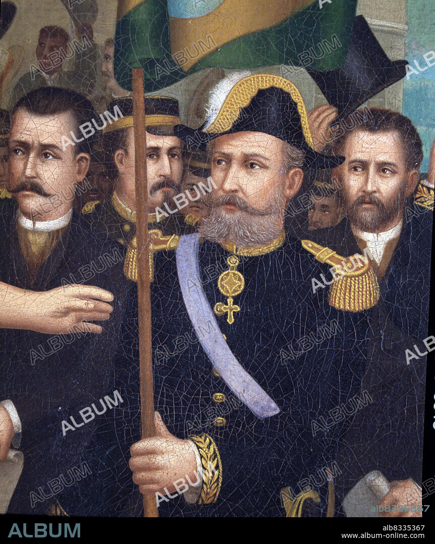 PEDRO II DE BRASIL. EMPERADOR DE BRASIL . 1825 - 1891. " ALEGORIA DE LA SALIDA DE PEDRO II HACIA EUROPA " , DETALLE. FUNDACION MARIA LUISA Y OSCAR AMERICANO . SAU PAULO . BRASIL.