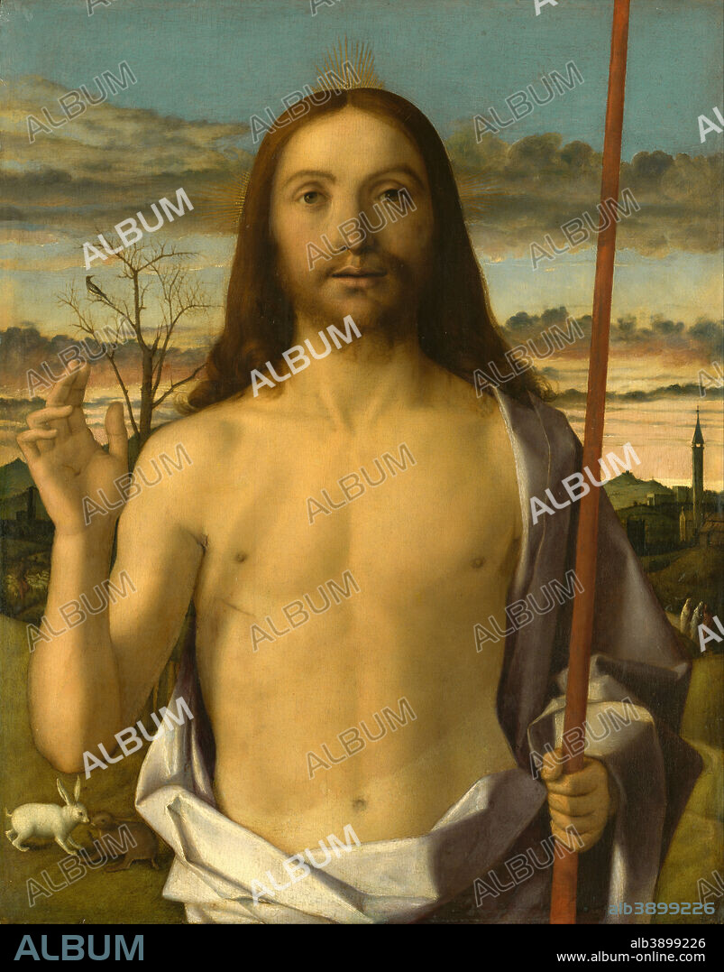GIOVANNI BELLINI. Christ Blessing. Date/Period: Ca. 1500. Painting. Tempera, oil, and gold on panel. Height: 590 mm (23.22 in); Width: 470 mm (18.50 in).