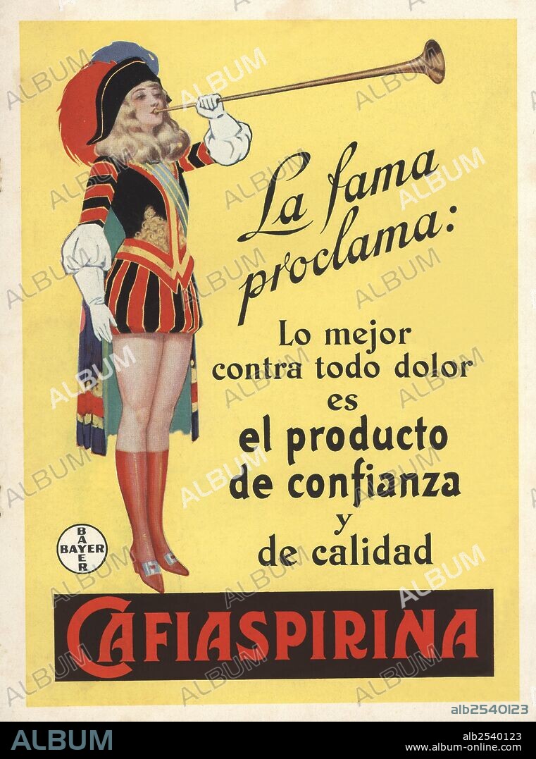 Publicidad. Cafiaspirina. Producto farmacéutico de Laboratorios Bayer. Años 1920.