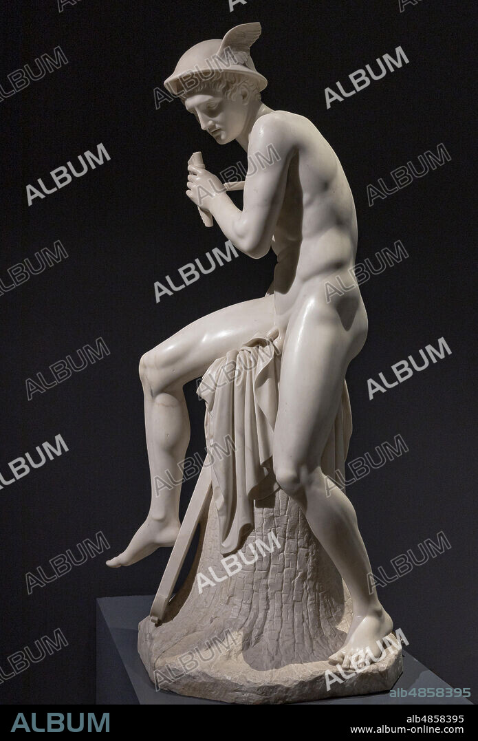 "Mercury about to kill Argo Panoptes", 1821-29, by Bertel Thorvaldsen (1770 - 1844), marble.