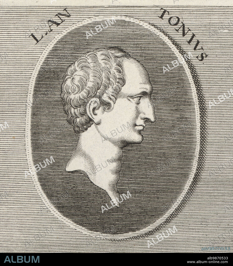 Lucius Antonius, Roman politician, 1st century BC. Younger brother and supporter of Triumvir Mark Antony. L. Antonius. Copperplate engraving after an illustration by Joachim von Sandrart from his LAcademia Todesca, della Architectura, Scultura & Pittura, oder Teutsche Academie, der Edlen Bau- Bild- und Mahlerey-Kunste, German Academy of Architecture, Sculpture and Painting, Jacob von Sandrart, Nuremberg, 1675.
