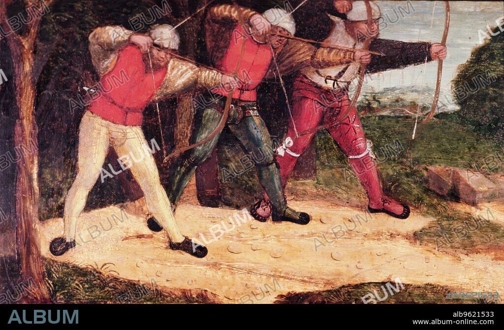 Archers, detail from the Painting 'Martyrdom of St. Sebastian' 1455.