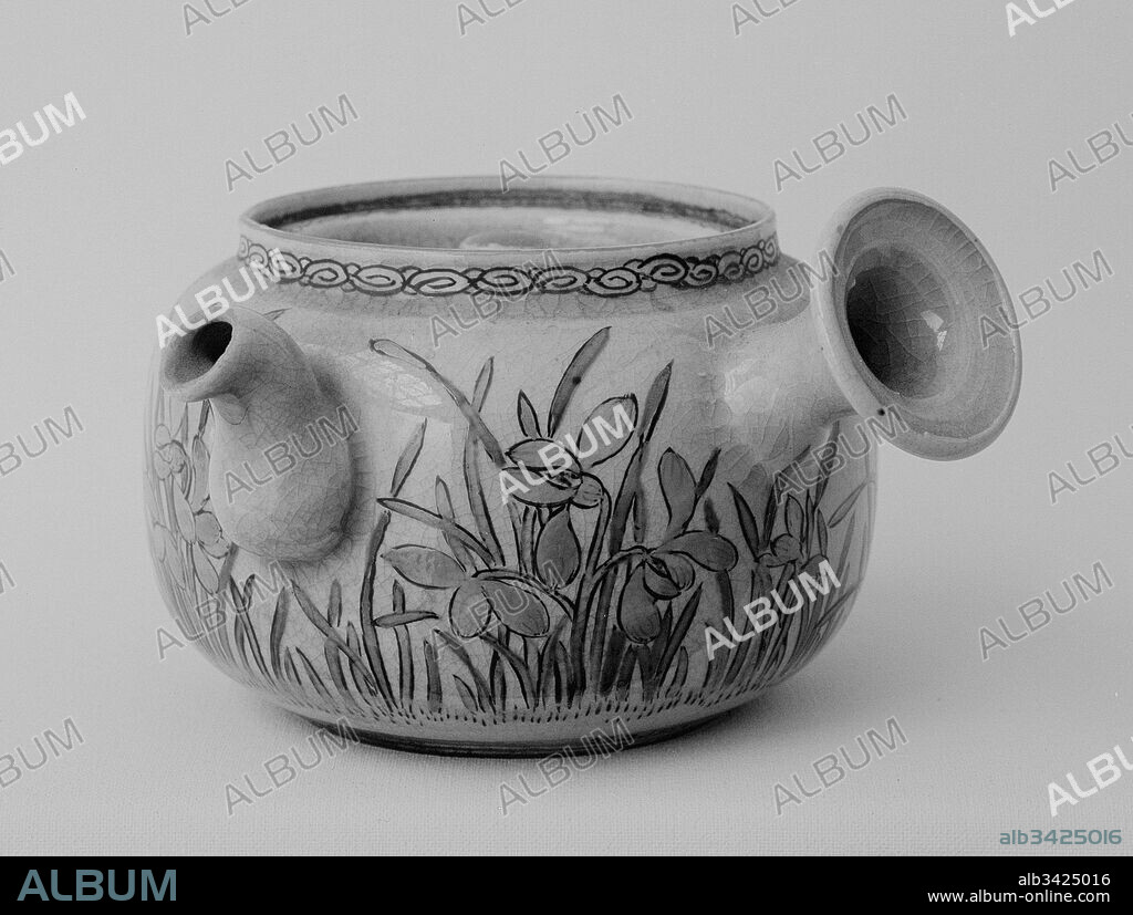 Teapot, Edo period (1615–1868), 1840, Japan, Clay covered with a finely crackled transparent glaze and decorated in colored enamels (Kyoto ware, after Ninsei), H. 2 1/2 in. (6.4 cm), Ceramics, Takahashi Sohei (Japanese, 1804?–?1835).