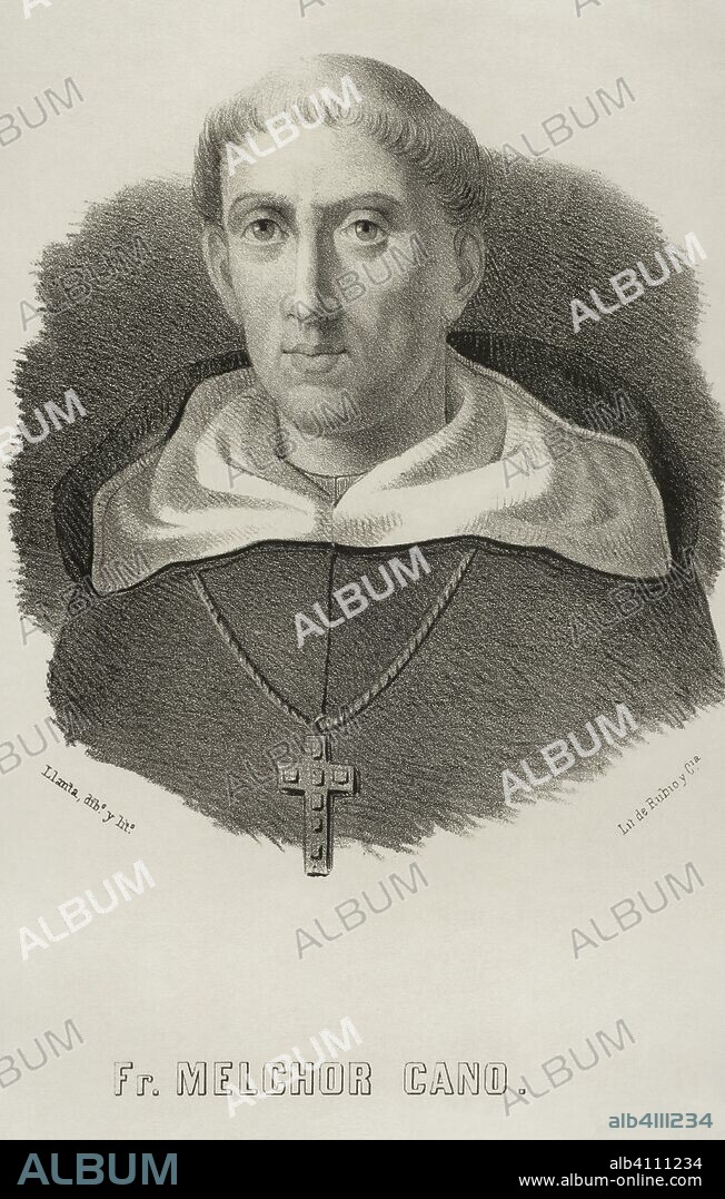 Fray Melchor Cano (1509-1560). Fraile dominico, teólogo y obispo. Dibujo por Llanta. Litografía. Retrato. Crónica General de España, Historia Ilustrada y Descriptiva de sus Provincias. Castilla-La Nueva, 1869. Biblioteca Histórico Militar de Barcelona. Cataluña, España.