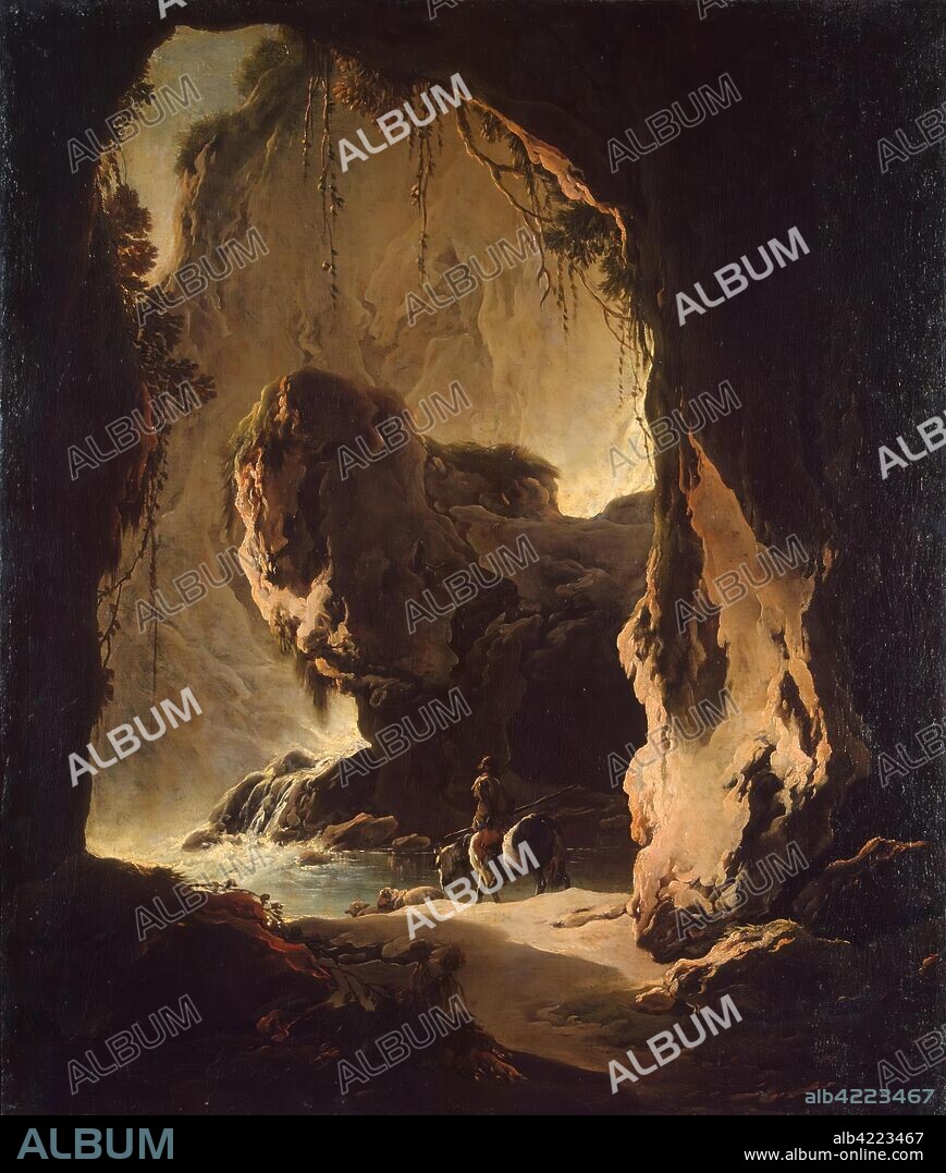PHILIPP PETER ROOS (ROSA DA TIVOLI). 'Landscape with a Grotto'. Germany, Second half of the 17th - early 18th century. Dimensions: 97x81 cm.