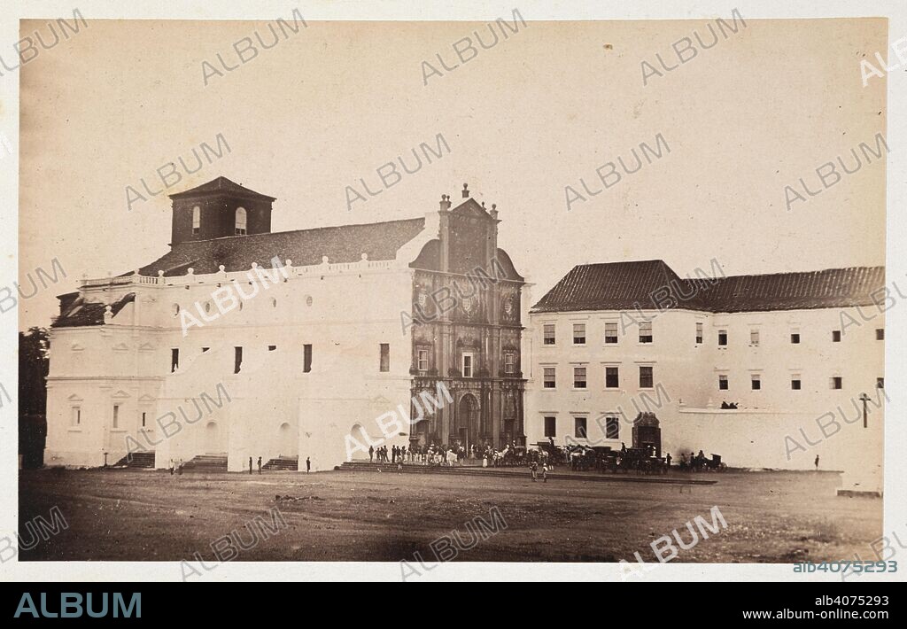 UNKNOWN. Distant view of the Basilica of Bom Jesus, Goa, during the visit of the Viceroy, Lord Ripon. Popularly known as the Church of St. Francis Xavier, and was  erected in 1594. Gladstone Collection: Album recording historical events and topographical views. early 1880s. Photograph. Source: Photo 94/3(10).