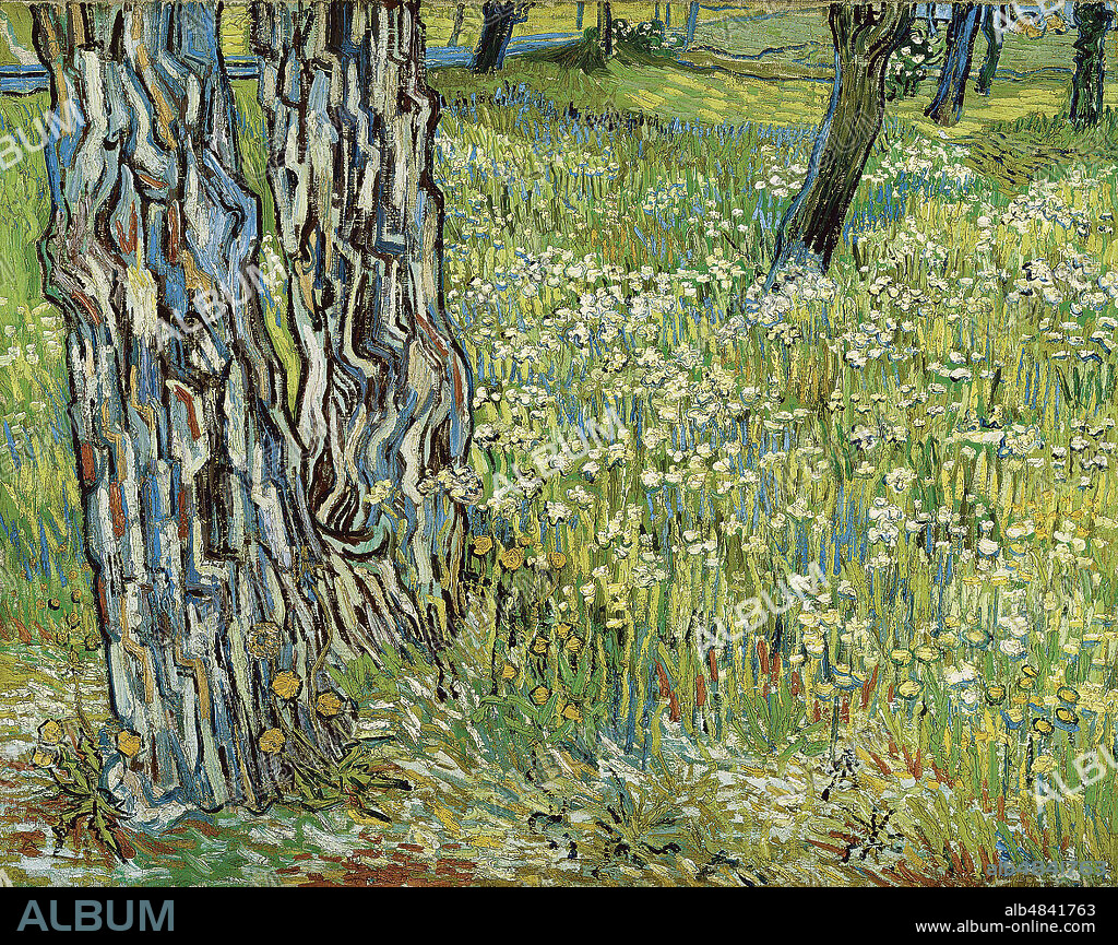VINCENT VAN GOGH. Tree trunks in the grass.