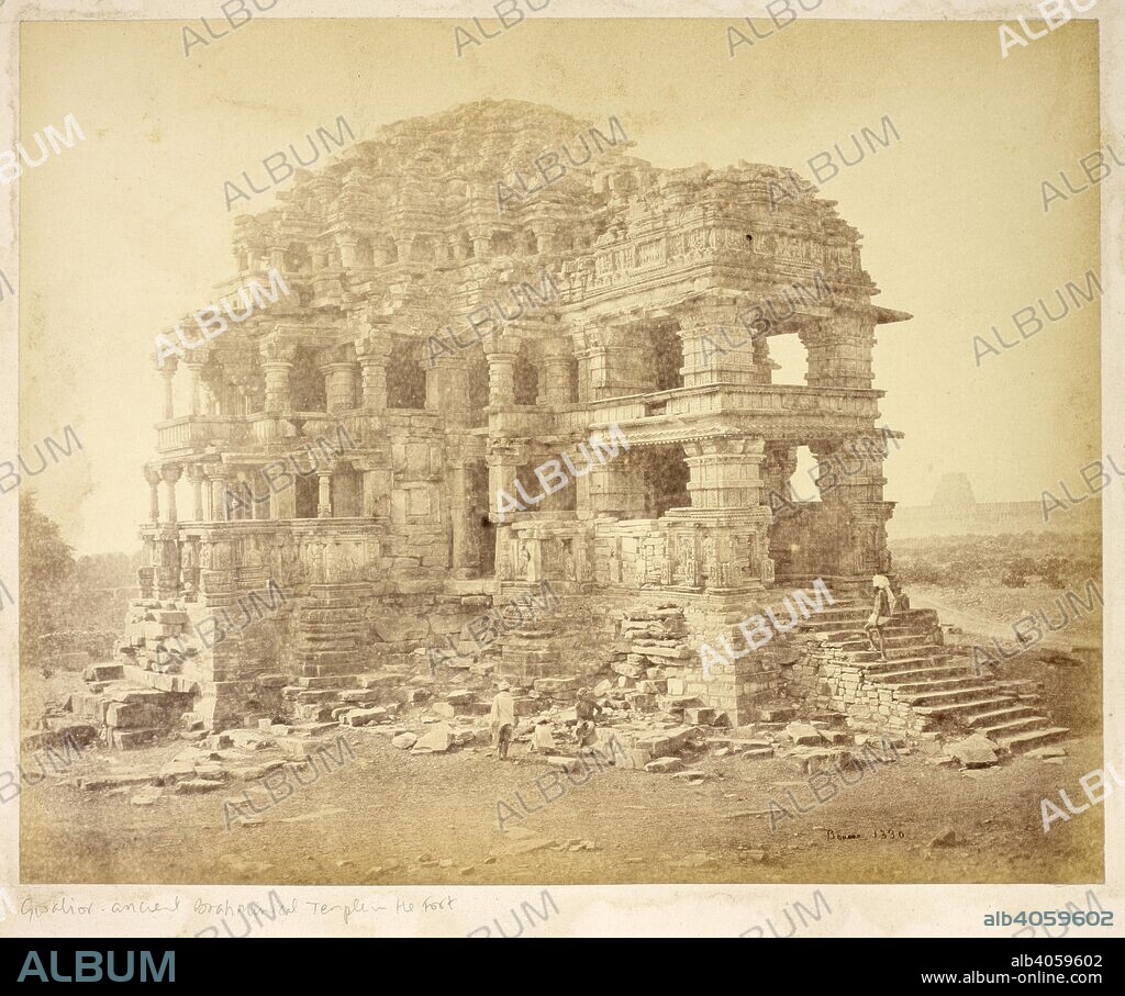 SAMUEL BOURNE. Gwalior. Ancient Brahminical temple in the Fort. General view of the Sasbahu Temple. Mid 1860s. Source: Photo 577/(66).